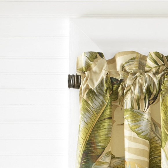 🆕 Tommy Bahama Palmiers Window Valance Green Cream Tropical Leaves Boho - Picture 2 of 8